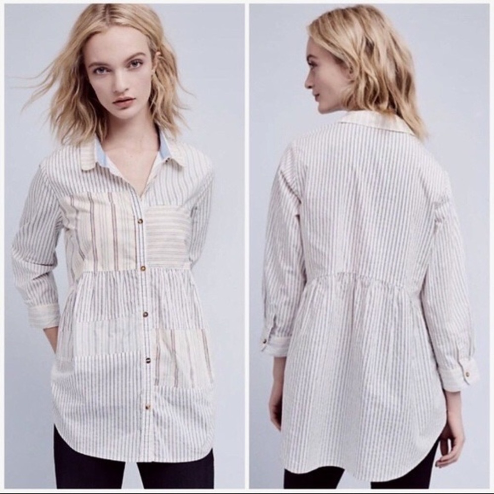 Holding Horses Anthropologie Patchwork Button Down